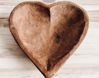 Hand Carved Wooden Heart Shaped Dough Bowl 2880 - Etsy