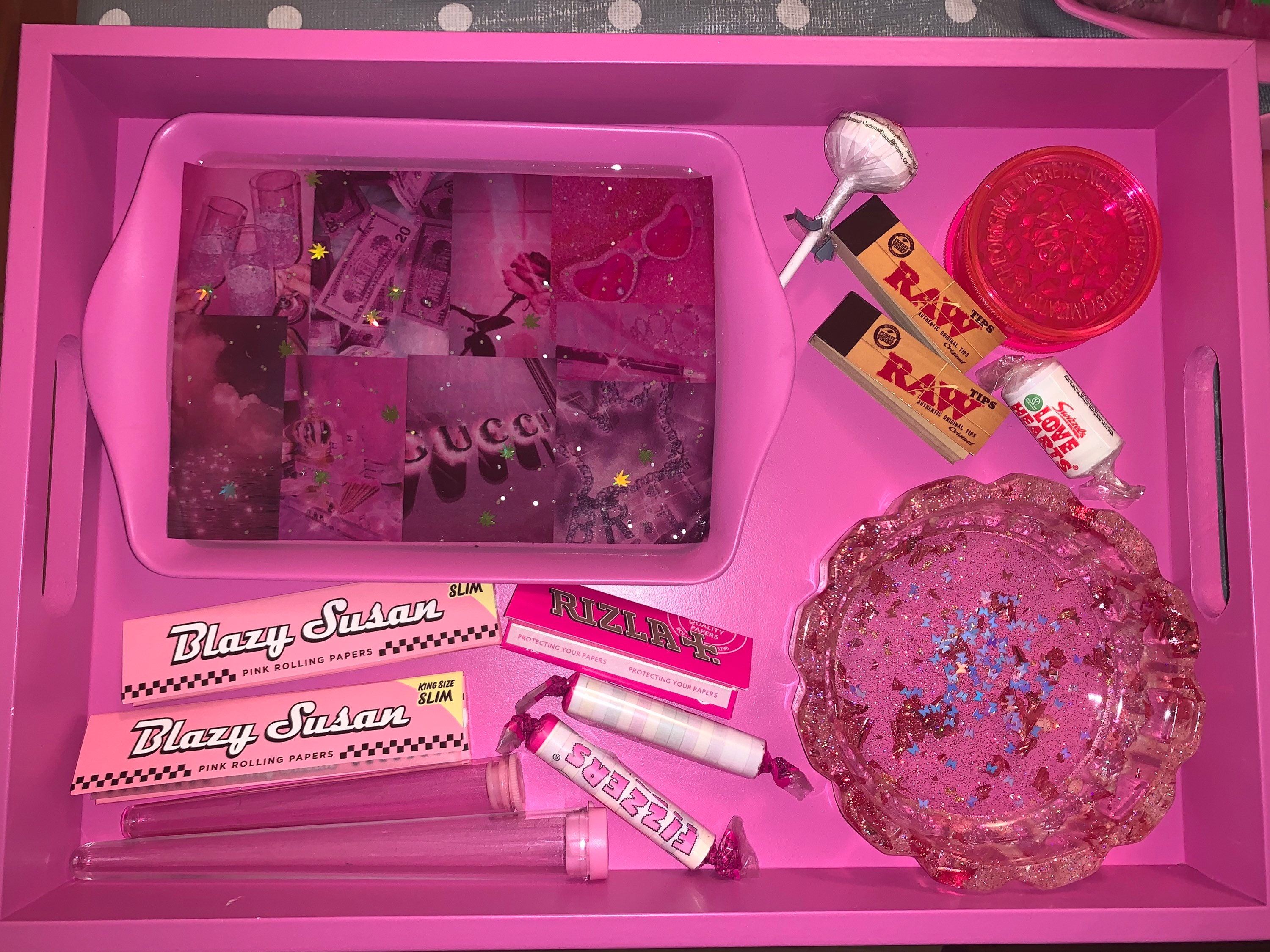 Personalised Stoner Gift Set Pink Weed Box rolling tray Etsy
