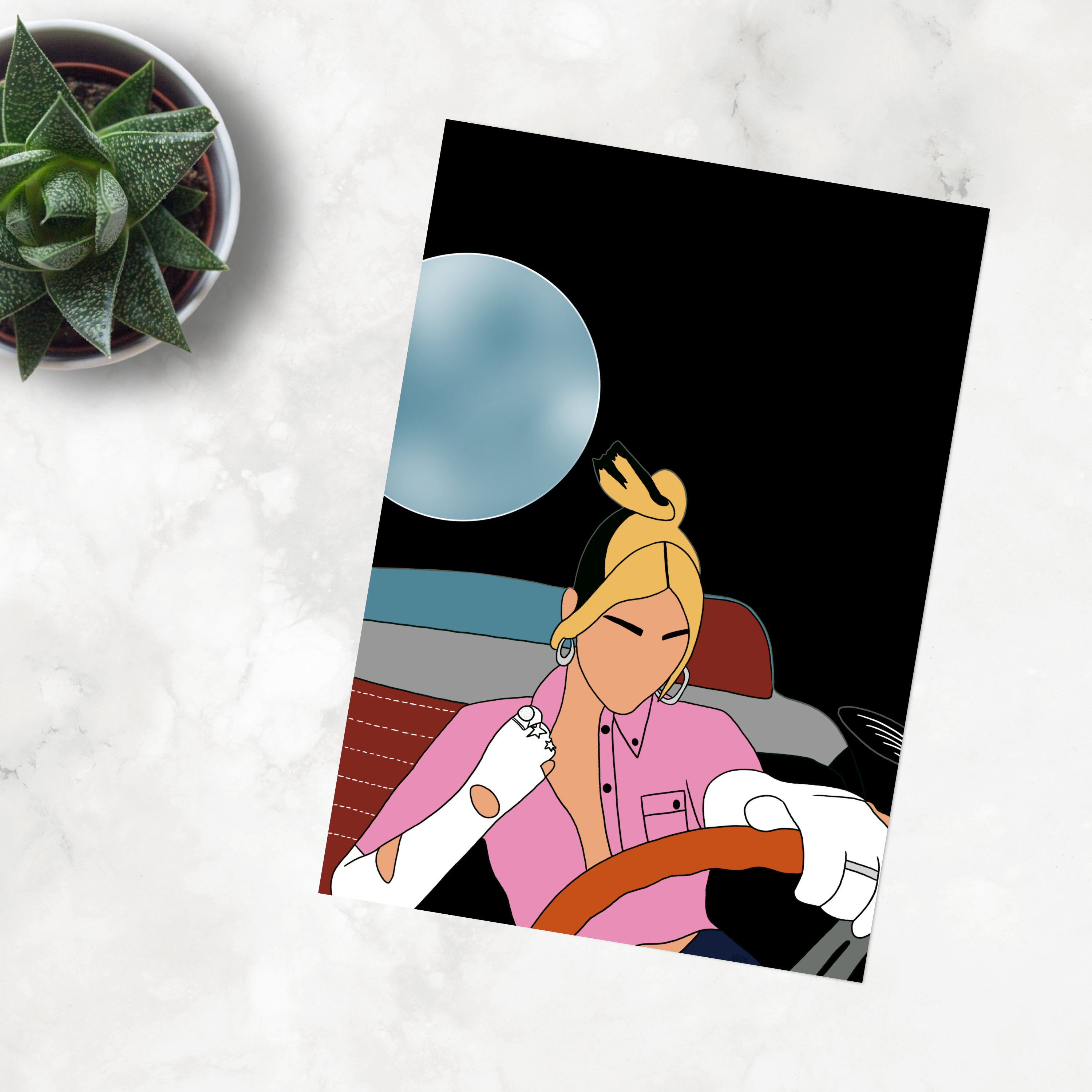 Dua Lipa Poster | Future Nostalgia Album Cover Drawing Don't Start