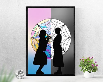 Wednesday Addams and Enid Sinclair Poster | Enid and Wednesday&#39;s Dorm Room Window Drawing Jenna Ortega Emma Myers Wenclair | A5 A4 A3