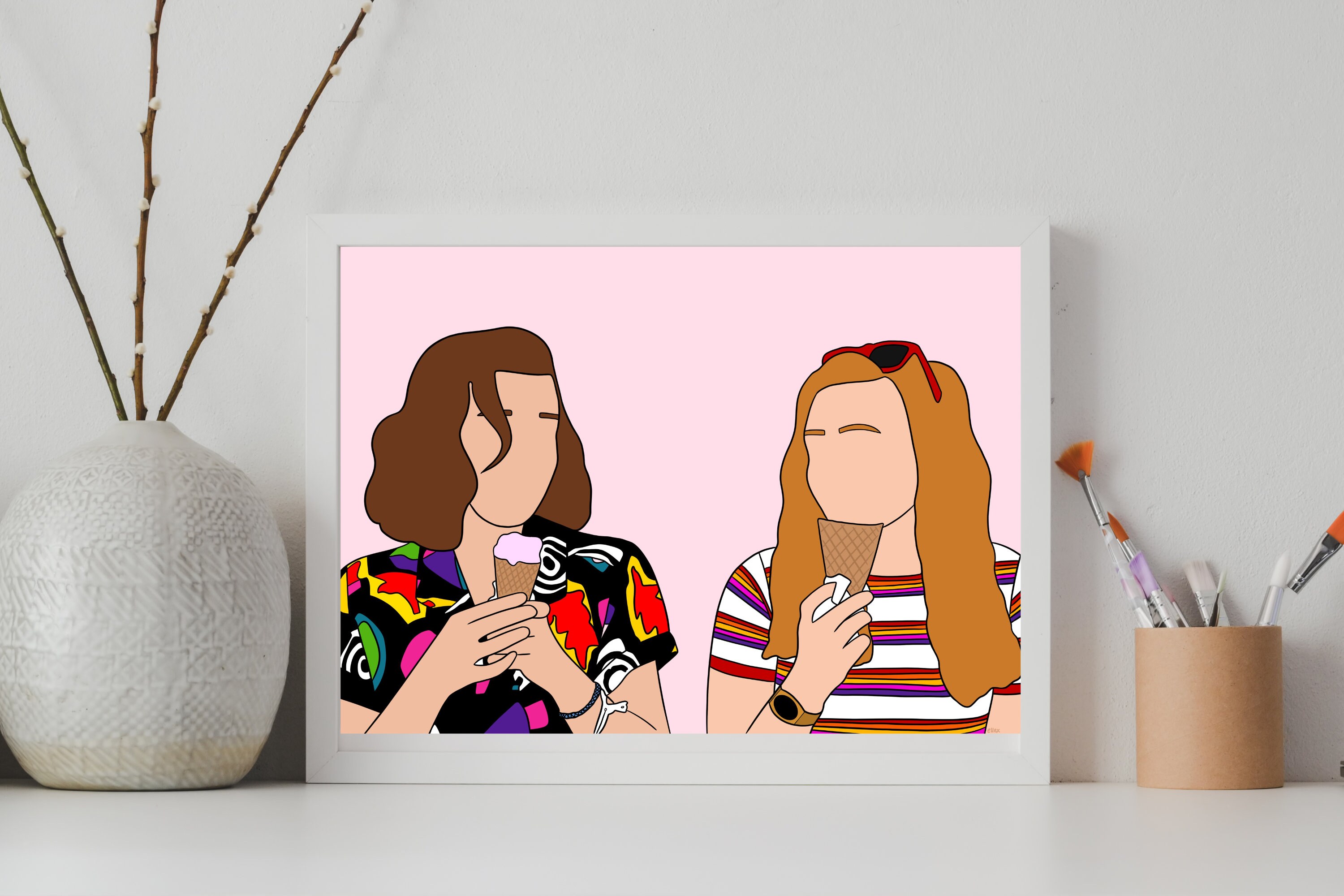 Eleven and Max Poster | Stranger Things Season 3 Drawing Elmax There’s More To Life Than Stupid Boys You Know | A5 A4 A3