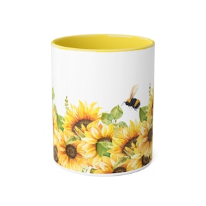 Sunflower Glow Mug | 11oz Bright Sunflower Floral Mug | Cheerful Coffee & Tea Gift for Her | Summer Vibes | Durable Ceramic Mug
