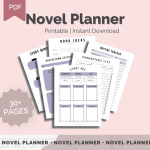 Printable Novel Writing Planner | Author Planner Writing Goals | Word Count Tracker Story Book Outline Plotting Planner Character Sheets