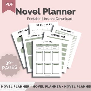 Printable Novel Writing Planner | Author Planner Writing Goals | Word Count Tracker Story Book Outline Plotting Planner Character Sheets