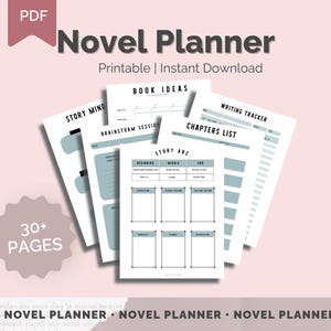 Printable Novel Writing Planner | Author Planner Writing Goals | Word Count Tracker Story Book Outline Plotting Planner Character Sheets