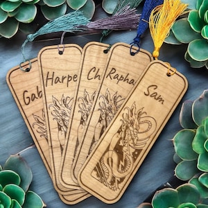 Personalized Dragon-Themed Bookmark, Maple Wooden Bookmark, Personalized Gift, Reading Accessories, Dragon Theme Gifts, Unique Personal Gift