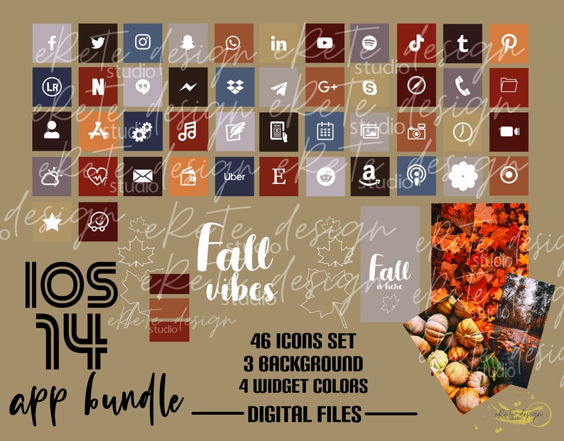 Fall Aesthetic iPhone ios14 App Icons 46 App Pack IOS 14 Fall Aesthetic iPhone ios14 App Icons 46 App Pack IOS 14