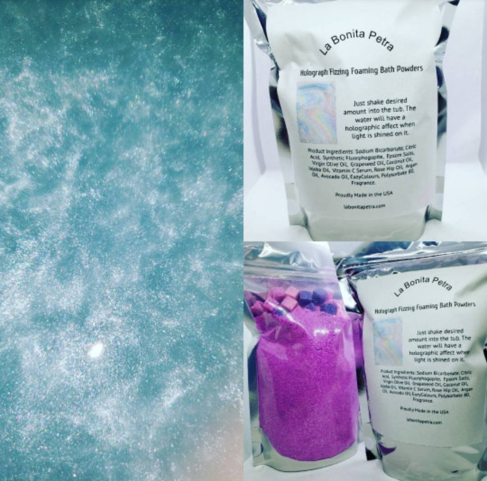 Shimmering Holographic Liquid Satin Bath Powders 1.8 Pound Etsy
