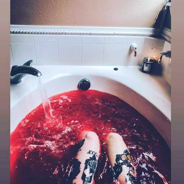 The Original Bathing in The Blood of My Enemies Bath Salts, 2 Pound Resealable Bag, Photo Props, Blood Bath, Red Water, Red Bath, Vampire