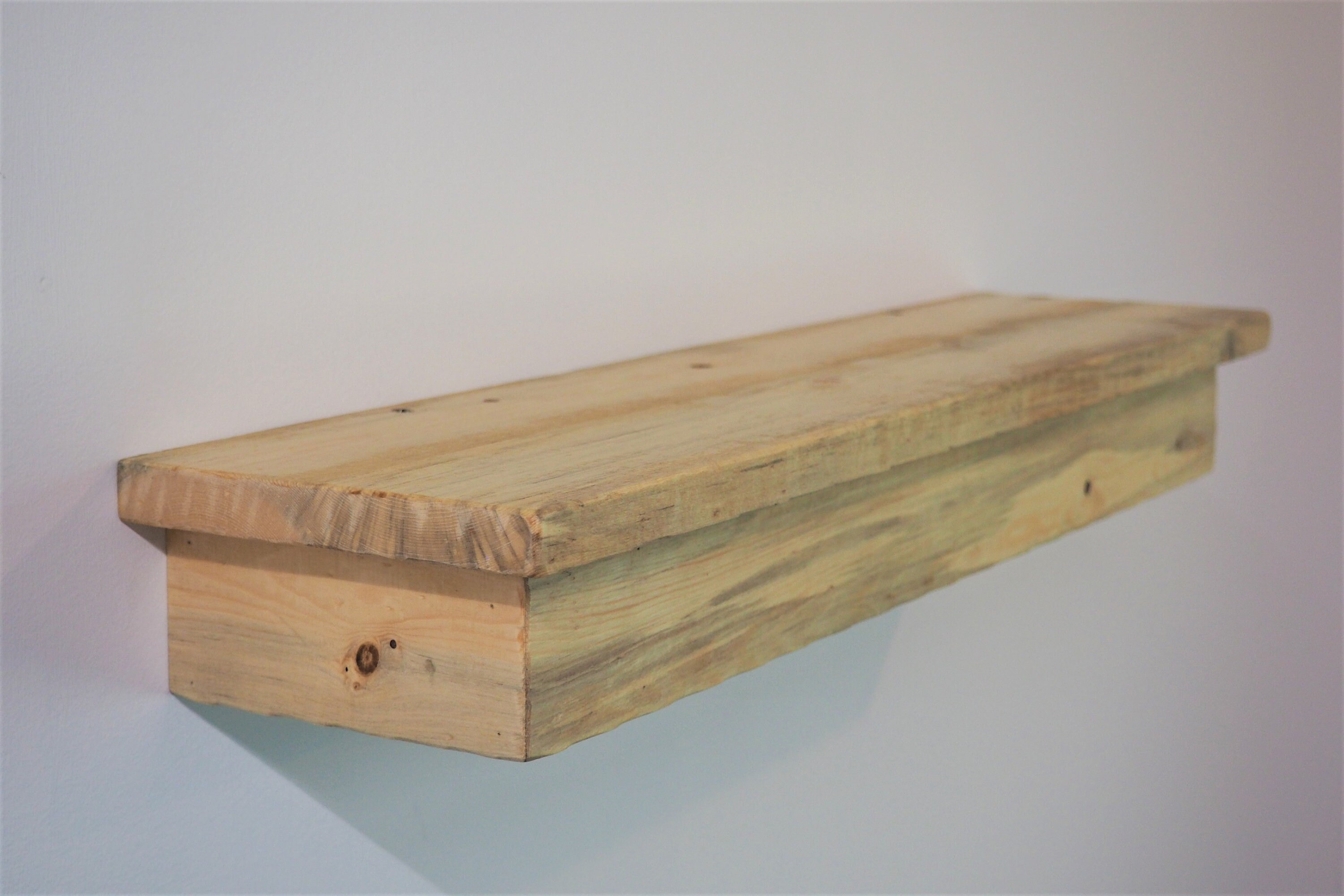 Pine Wood Floating Wall Shelf Blue Stain Pine Shelves Etsy