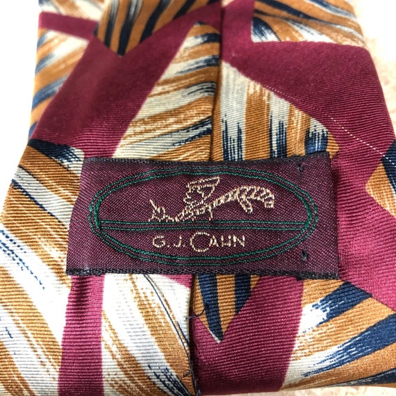 Vintage G.J. Cahn - 1980s-90s Necktie - Dark Red … - image 3