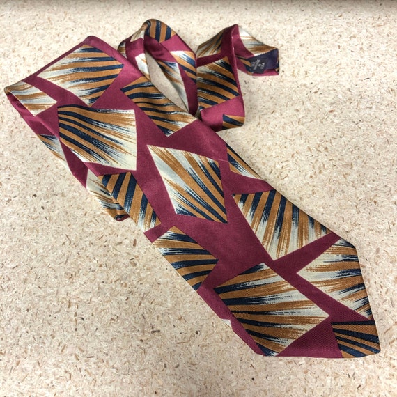 Vintage G.J. Cahn - 1980s-90s Necktie - Dark Red … - image 1