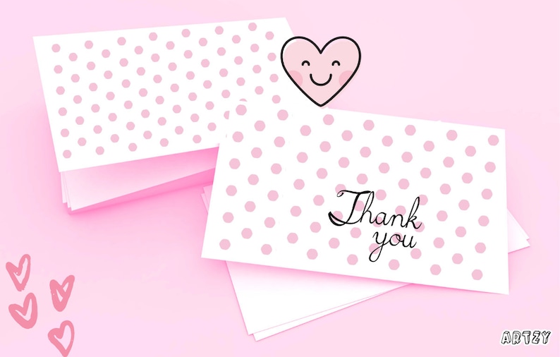 PDF Appreciation Printable Personalized Flat Thank You Cards Digital download Printable Card JPG PNG Aesthetic