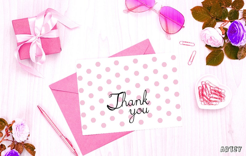 PDF Appreciation Printable Personalized Flat Thank You Cards Digital download Printable Card JPG PNG Aesthetic