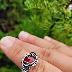 Carnelian Ring Sterling Silver Wire Wrap