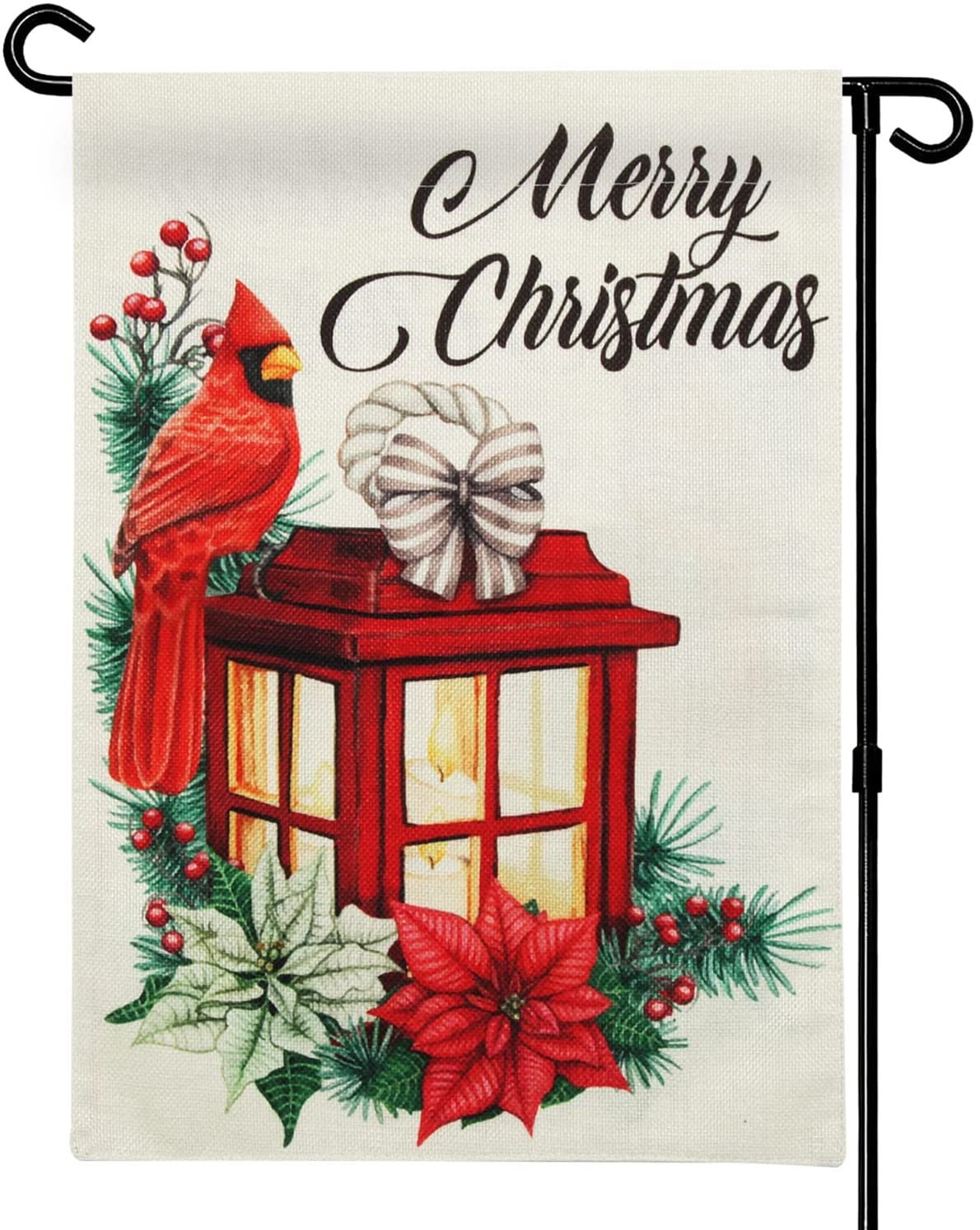 Christmas Garden Flag Merry Christmas Doublesided Red Etsy
