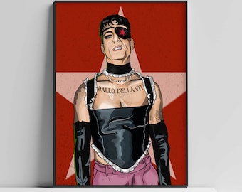 Damiano David Digital Portrait | Retro Wall Art | Instant Download