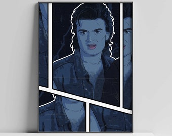 Steve Harrington Digital Portrait | Retro Wall Art | Instant Download