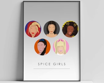Spice Girls Art Digital Portrait | Retro Wall Art | Instant Download