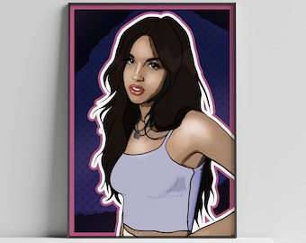 Olivia Rodrigo Digital Portrait | Retro Wall Art | Instant Download