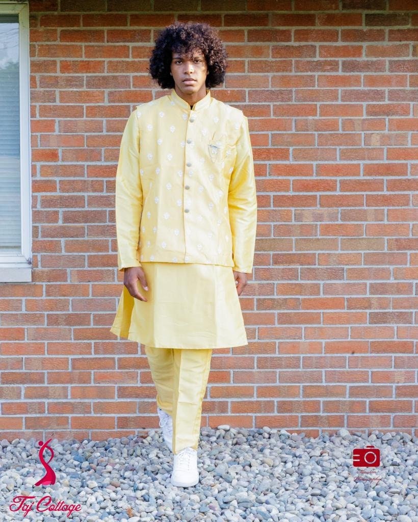 Lemon yellow kurta pajama sales