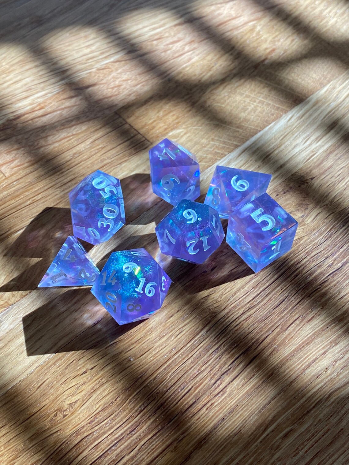 Iridescent Cloud galaxy dice. Handmade polyhedral sharp edge Etsy