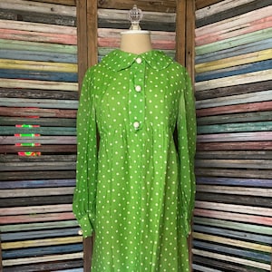 60’s Homemade Green Polka Dot Dress