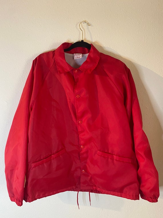 Vintage Cardinal Red Satin Snap Button Jacket