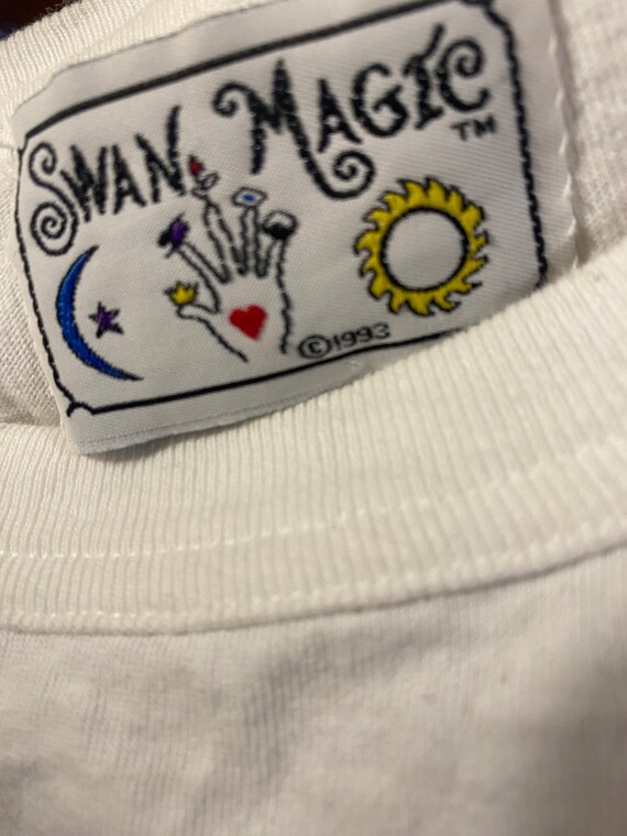 1993 3XL Swan Magic Peace & Love Embroidered T Sh… - image 4