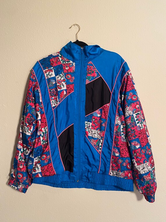 1980s pleather Tribal print windbreaker