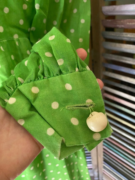 60’s Homemade Green Polka Dot Dress - image 6