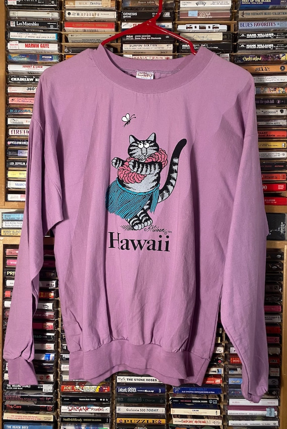 1980 B. Kliban Hawaii Cat Long Sleeve Crazy Shirt 