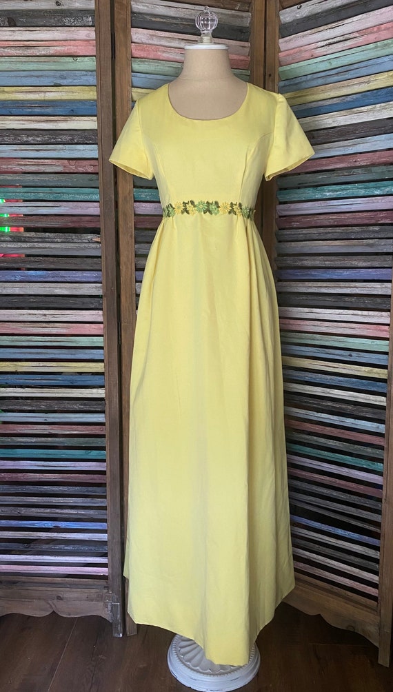 1970’s Hand Made Yellow Floral Formal Dress