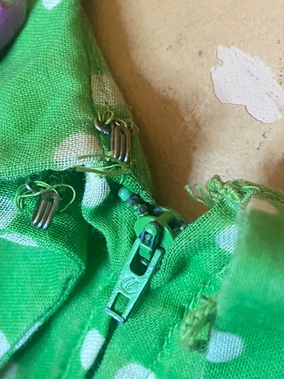 60’s Homemade Green Polka Dot Dress - image 8