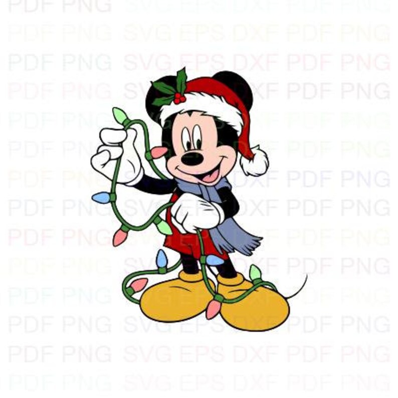 Mickey Mouse Christmas With Light And Hat Svg Dxf Eps Pdf Png | Etsy