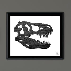 T-Rex Dinosaur Print, Tyrannosaurus Rex Skull Wall Art Dinosaur Decor - Printable Digital Download, Abstract Kids Room Poster