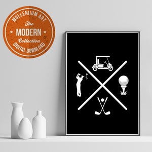 Black and White Golf Wall Art Poster - Golf Gifts for Men and Women - Minimalist Bedroom or Office Decor - Printable Digital Download