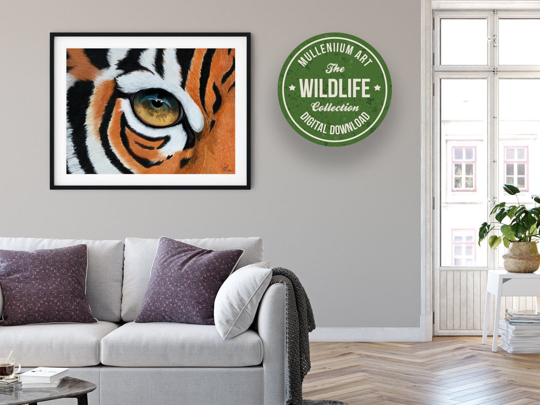 Tiger Eye Wall Art Printable Tiger Painting Digital Download Endangered Species Print, Exotic