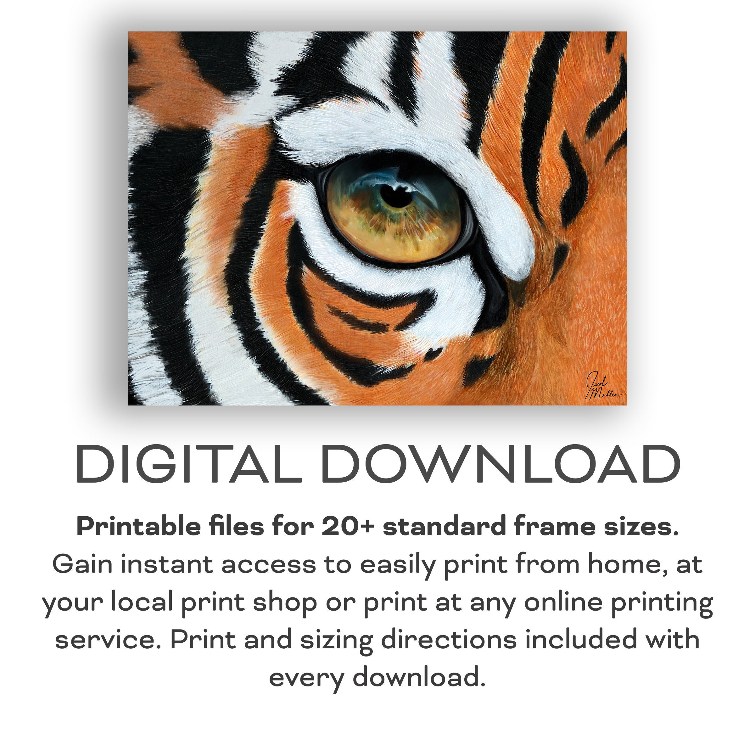 Tiger Eye Wall Art Printable Tiger Painting Digital Download Etsy