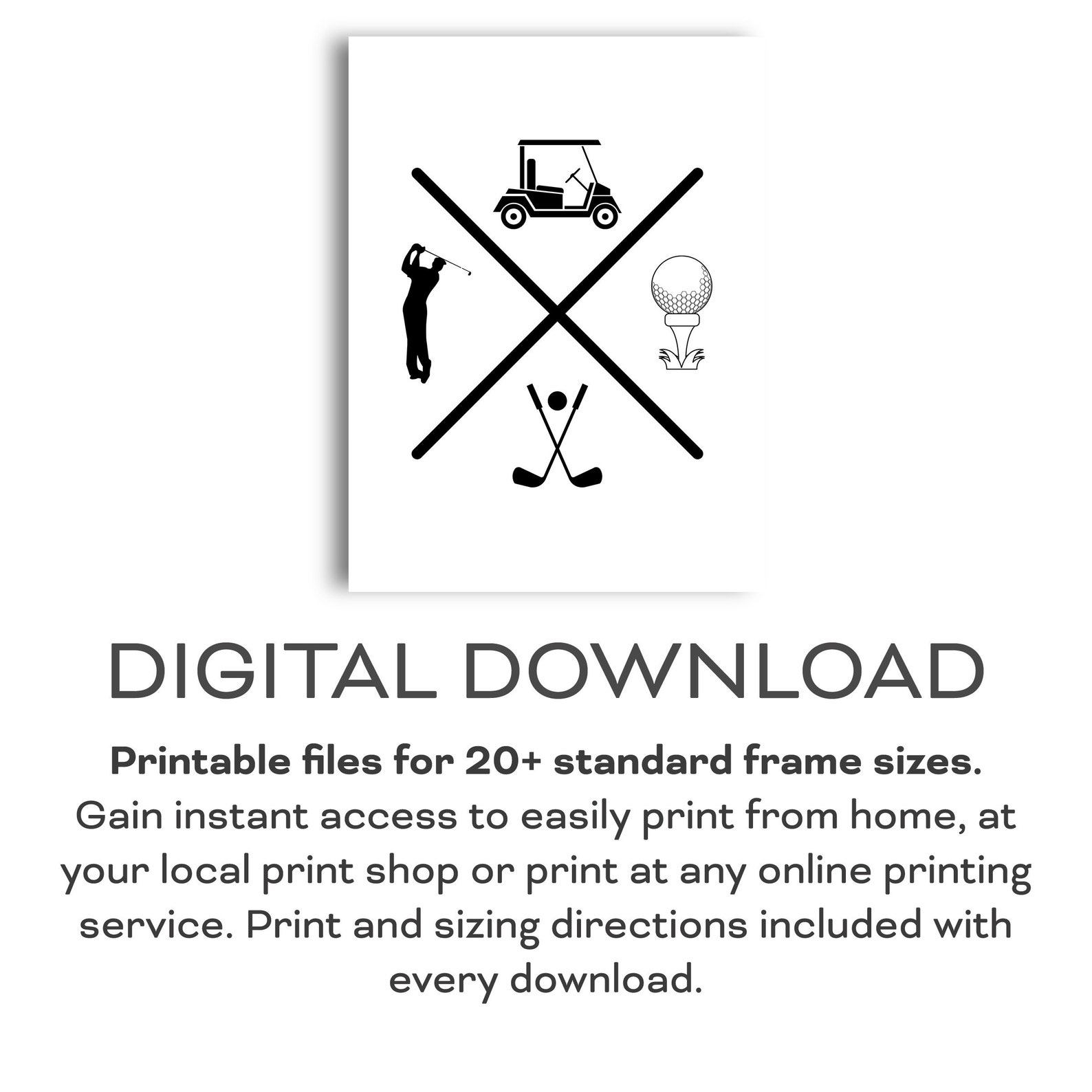 Black and White Golf Wall Art Poster Golf Gifts for Men and Etsy