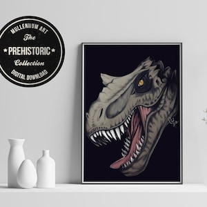 T-Rex Dinosaur Wall Art Print - Stunning Tyrannosaurus Rex Poster for Kids Room, Game Room, Office - Printable Digital Download