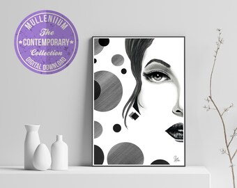 Modern Art Print, Abstract Wall Art, Printable Wall Decor - Black and White, Large Contemporary Poster, Wall Decoration, Digital Download