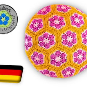 Crochet pattern for a round cushion with African Flowers size M as PDF GERMAN
