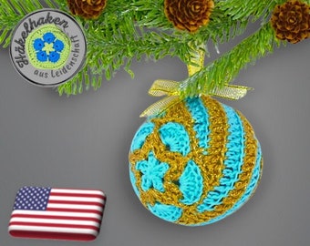 Christmas Balls Ornaments with African Flowers crochet pattern PDF DYN