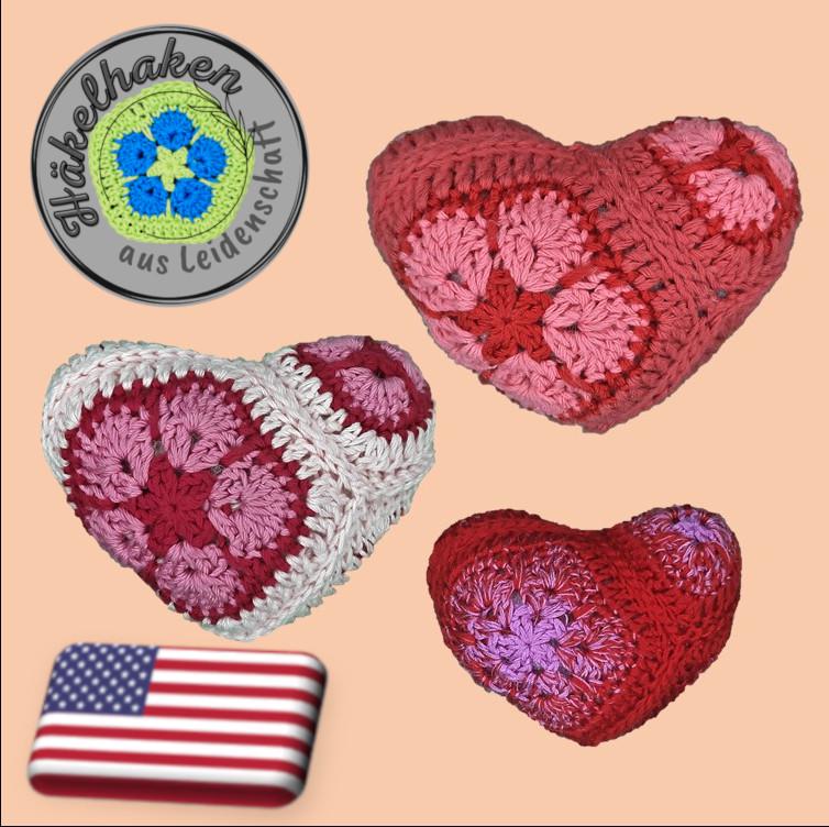 Crochet Pattern for a Heart With African Flowers as PDF Granny Heart ...