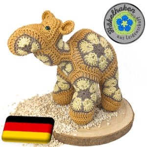 Baby cammello con fiori africani Schema all'uncinetto come PDF DYN