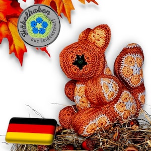 Bella the Squirrel with African Flowers Crochet Pattern as PDF