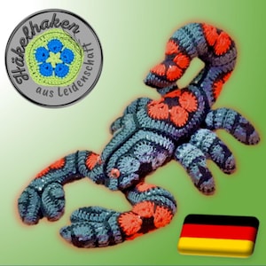 Oskar der Skorpion mit African Flowers Häkelanleitung als PDF DYN