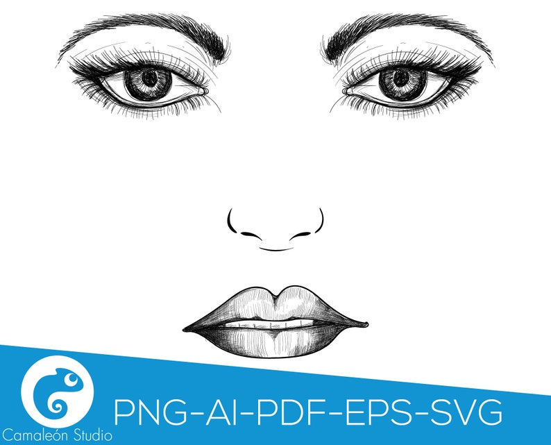 Woman Face Ai Svg Eps Pdf Png | Etsy