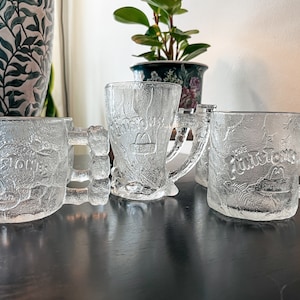 1993 McDonalds Flintstones Frosted Glass Mugs - 3 Pairs Available
